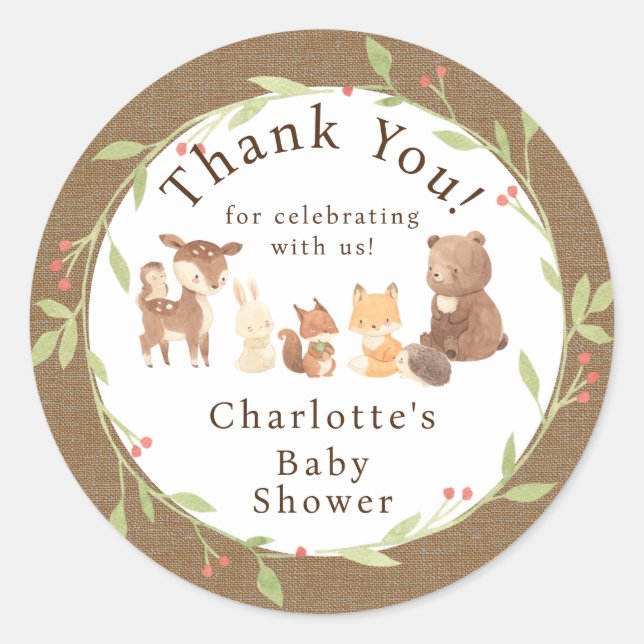 Enchanted Forest Thank You Classic Round Sticker (Front)