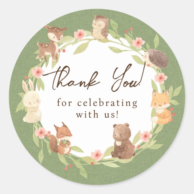 Enchanted Forest Thank You Classic Round Sticker (Front)