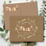Enchanted Forest Thank You Postcard<br><div class="desc">Introducing our charming woodland animals baby shower design, perfect for celebrating the arrival of your little one. This rustic design features adorable woodland animals, adding a touch of nature to your special event. The warm and inviting colours create a cozy atmosphere, setting the tone for a memorable celebration. Whether you're...</div>