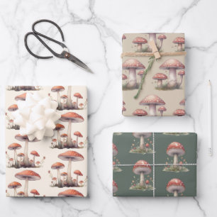 Enchanted Forest Toadstool Mushroom Wrapping Paper Sheet