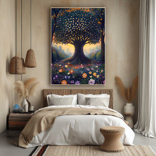 Enchanted Forest Tree in Pointillist Style Poster