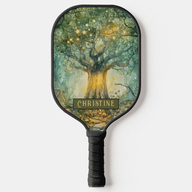 Enchanted Forest Tree Of Lights Personalized Pickleball Paddle (Front)