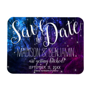 Enchanted Forest Trees Fairy Lights Save the Date  Magnet