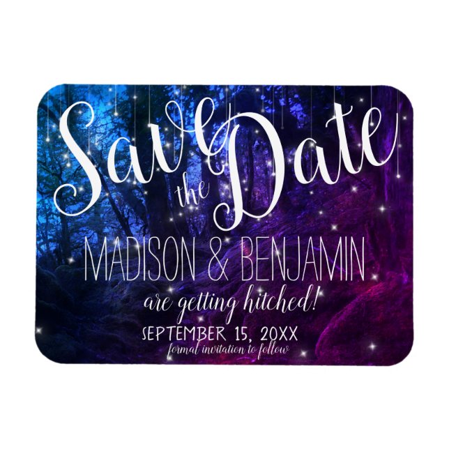 Enchanted Forest Trees Fairy Lights Save the Date  Magnet (Horizontal)