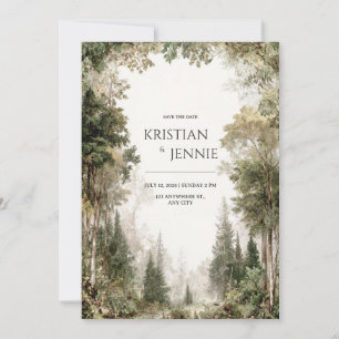 Enchanted Forest Vintage Painting Wedding Invitation