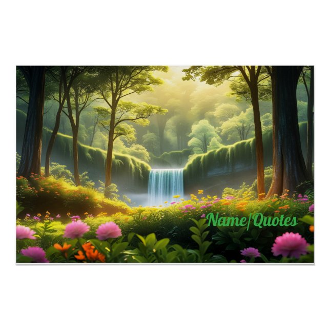 Enchanted Forest Waterfall Poster (Front)