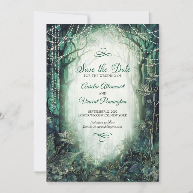 Enchanted Forest Wedding Save The Date (Front)