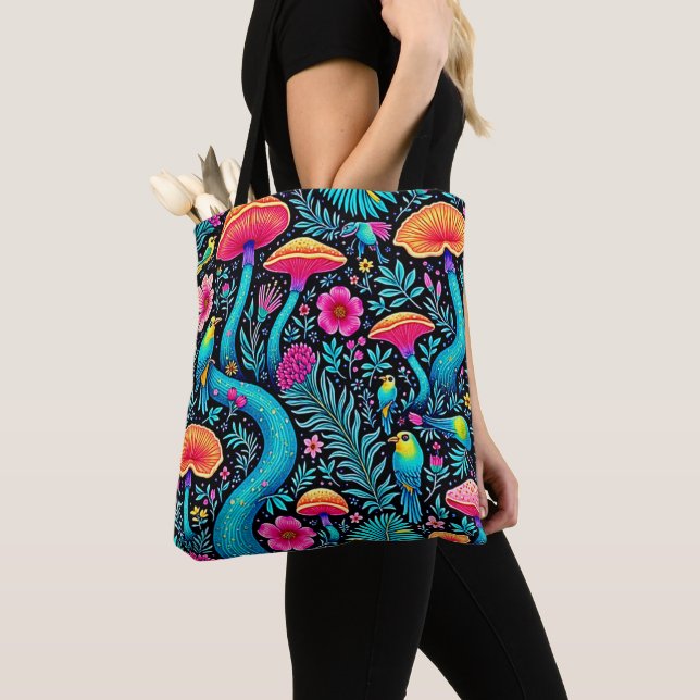 Enchanted Forest Whimsical Dream Design Tote Bag (Close Up)