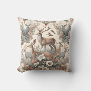 Enchanted Forest Whispers: Victorian Wildlife Throw Pillow