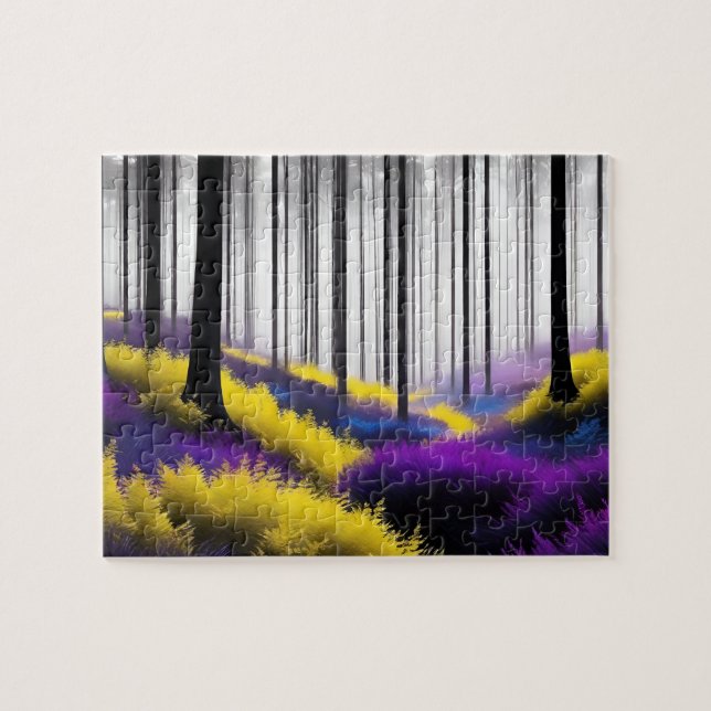 Enchanted Forest with Purple and Yellow Design Jigsaw Puzzle (Horizontal)