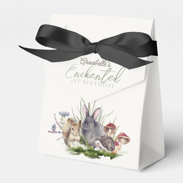 Enchanted Forest Woodland Animals Birthday Cream Favor Box (Front Side)