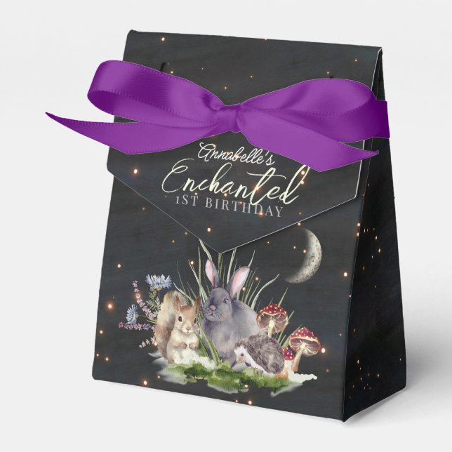 Enchanted Forest Woodland Animals Birthday Favor Box (Front Side)