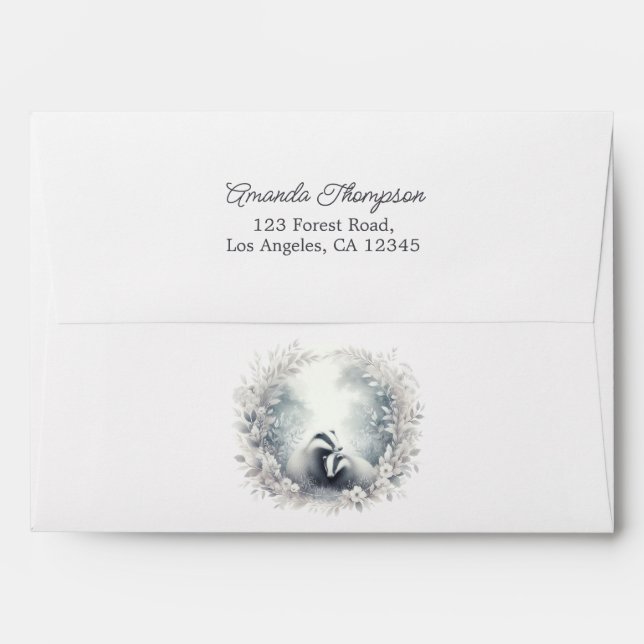 Enchanted Forest Woodland Badger Wedding Envelope (Back (Top Flap))