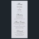 Enchanted Forest Woodland Blue Wedding Menu Card<br><div class="desc">Enchanted Forest Woodland Blue Wedding Menu Card. Text is fully customizable. Part of our Enchanted Wedding Invitation Suite. Featuring a stag deer looking at the forest moon on a misty night with flying ravens or crows. This collection features dark jewel autumn fall colours with purple, blue, grey, black , green...</div>