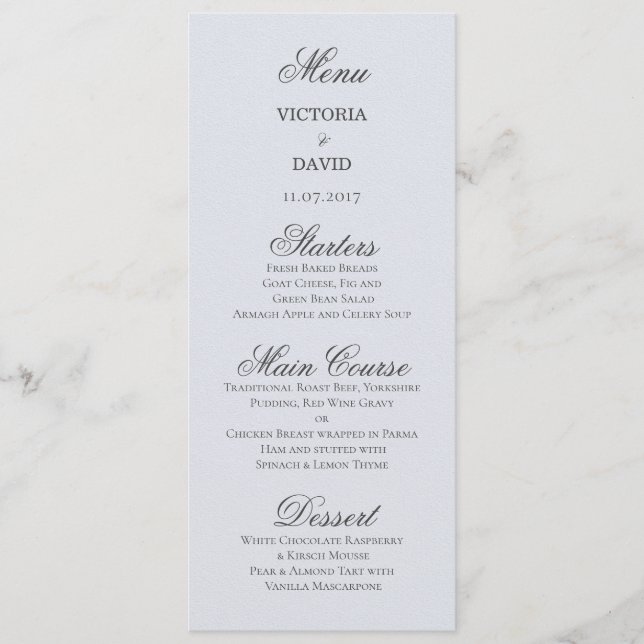Enchanted Forest Woodland Blue Wedding Menu Card (Front)