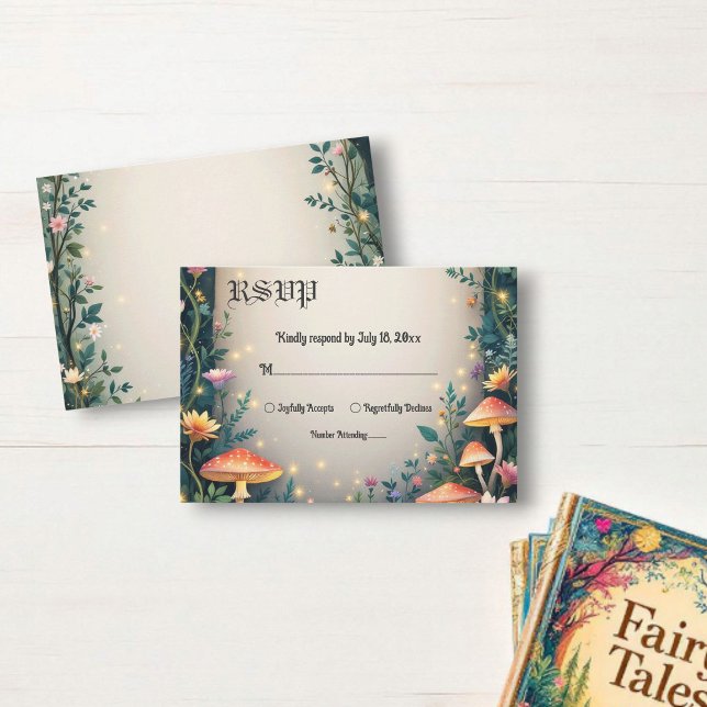 Enchanted Forest Woodland Floral Fairytale Wedding RSVP Card (Creator Uploaded)