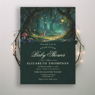 Enchanted Forest Woodland Mushrooms Baby Shower Invitation