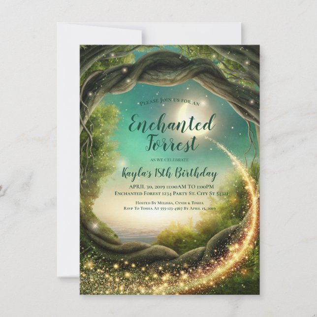Enchanted Forrest, Glitter Invitations (Front)