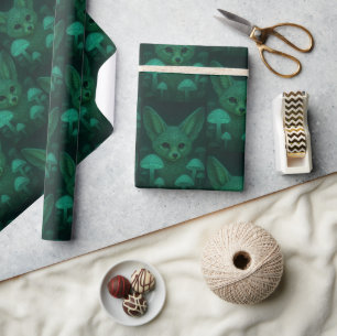 Enchanted Fox & Bioluminescent Mushrooms Fairycore Wrapping Paper