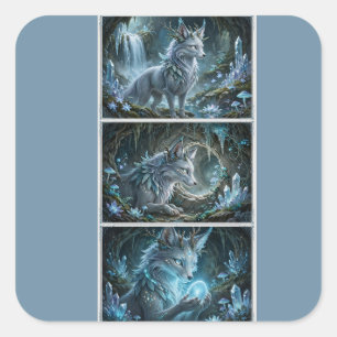 Enchanted Fox Spirit – Magical Crystal Cave Gift  Square Sticker