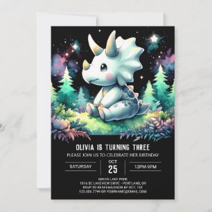 Enchanted Fun Triceratops Birthday Invitation