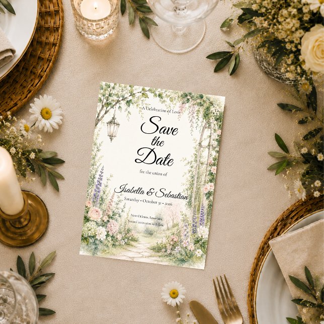 Enchanted Garden Arch Romance Wedding Save The Date (Creator Uploaded)