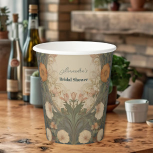 Enchanted Garden Art Nouveau Bridal Shower  Paper Cups