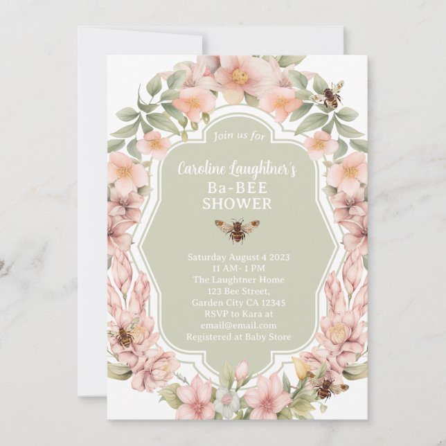 Enchanted Garden Baby Bee Shower Invitation (Front)