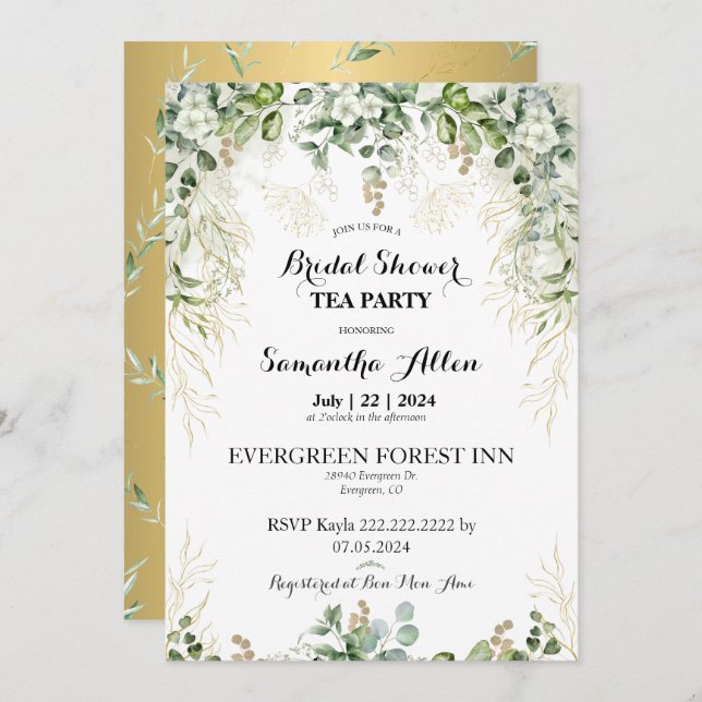 Enchanted Garden: Bridal Shower Invitation (Front/Back)