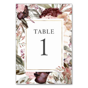 Enchanted Garden Elegant Boho Floral Table Number