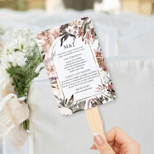 Enchanted Garden Elegant Floral Boho Program Hand  Fan