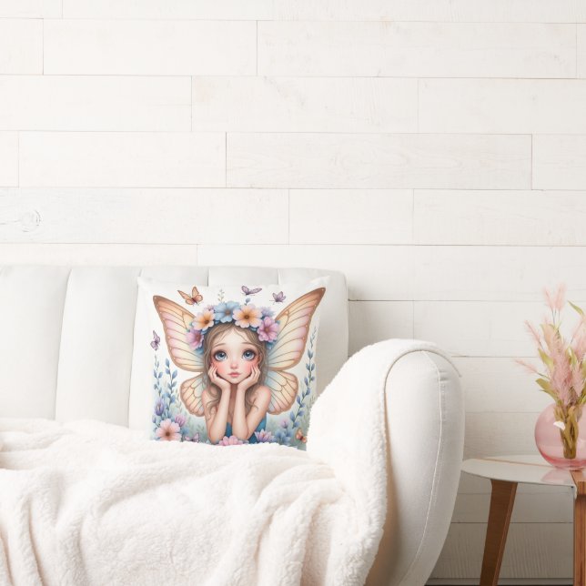 Enchanted Garden Fairy Throw Pillow (Couch)