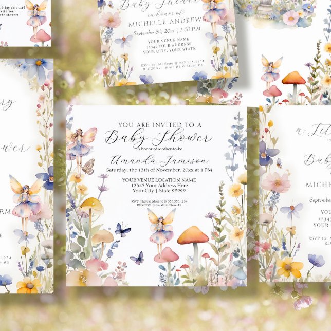 Enchanted Garden Fairy Wildflower Baby Girl Shower Invitation (Creator Uploaded)