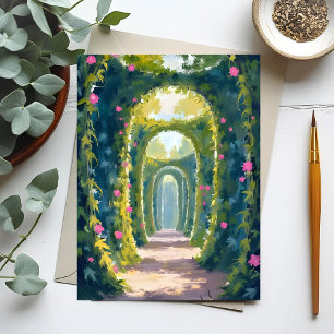 Enchanted Garden Floral Archway Painting Postcard