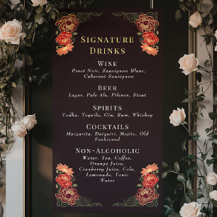 Enchanted Garden Floral Wedding Drinks Bar Menu Banner