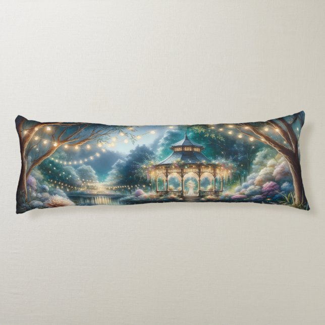 Enchanted Garden Gazebo Twilight Reflection Body Pillow (Back)