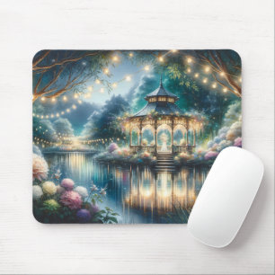 Enchanted Garden Gazebo Twilight Reflection Mouse Pad