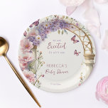 Enchanted garden pastel butterflies baby shower paper plate<br><div class="desc">Enchanted garden pastel butterflies and flowers baby shower personalized tableware template party plates,  English garden boho flowers arch lilac pastel pink spring summer baby shower plates for a baby girl</div>