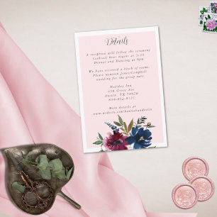 Enchanted Garden Pink Blush Burgundy Navy Enclosure Card