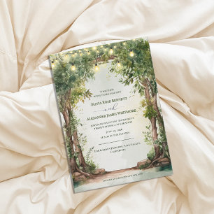 Enchanted Garden String Lights Romantic Wedding Invitation