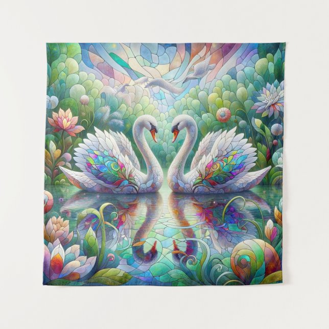 Enchanted Garden: Swans of Splendour Tapestry (Front)