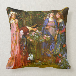 Enchanted Garden Waterhouse Fine Art Throw Pillow