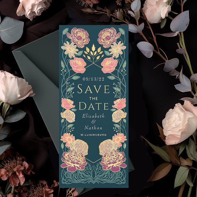 Enchanted Garden Wedding Save the Date Pink Green Invitation (Creator Uploaded)