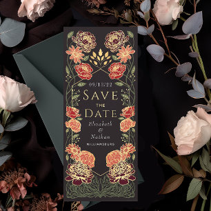 Enchanted Garden Wedding Save the Date Red Invitation