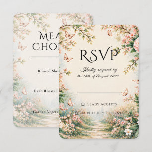 Enchanted Garden Wildflower Butterfly Wedding RSVP Card
