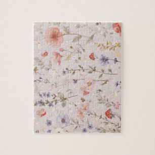 Enchanted Garden Wildflower Butterfly Whimsical Jigsaw Puzzle