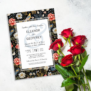 Enchanted Garden with Flowers and Birds Wedding Invitation