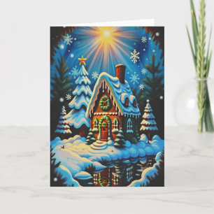 Enchanted Gingerbread Winter Scene Holiday Card