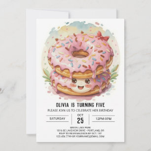 Enchanted Girly Doughnuts Birthday Invitation