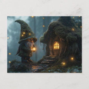 Enchanted Gnome Cottage in the Moonlight: Fantasy  Postcard